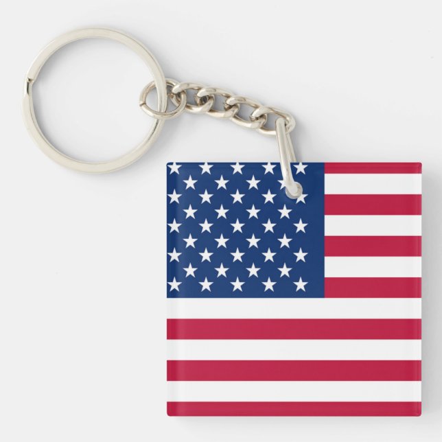Porte-clés Drapeau américain patriotique rouge blanc et bleu (Devant)