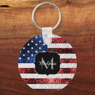 Porte-clés Drapeau américain rouge blanc brillant parties sci