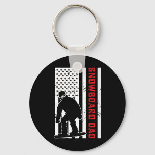 Porte-clés Drapeau américain Snowboard Papa Snowboardeur Papa