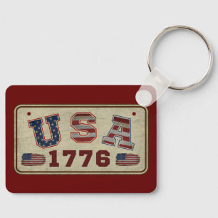 Porte-clés Drapeau américain Vintage 1776