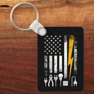 Porte-clés Drapeau américain vintage outils d'électricien de