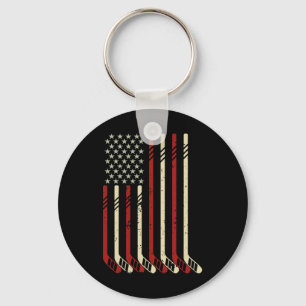 Porte-clés Drapeau Américain Vintage Usa Amoureux De Hockey S