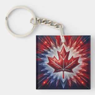 Porte-clés Drapeau canadien Feuille d'érable Fractal