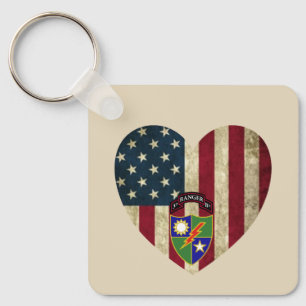 Porte-clés Drapeau cardiaque américain du 3e Bataillon 75e Ra