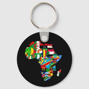 Porte-clés Drapeau Carte des drapeaux d'Afrique - Cadeau de c