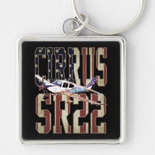 Porte-clés Drapeau Cirrus SR22 Aéronefs Vintage États-Unis