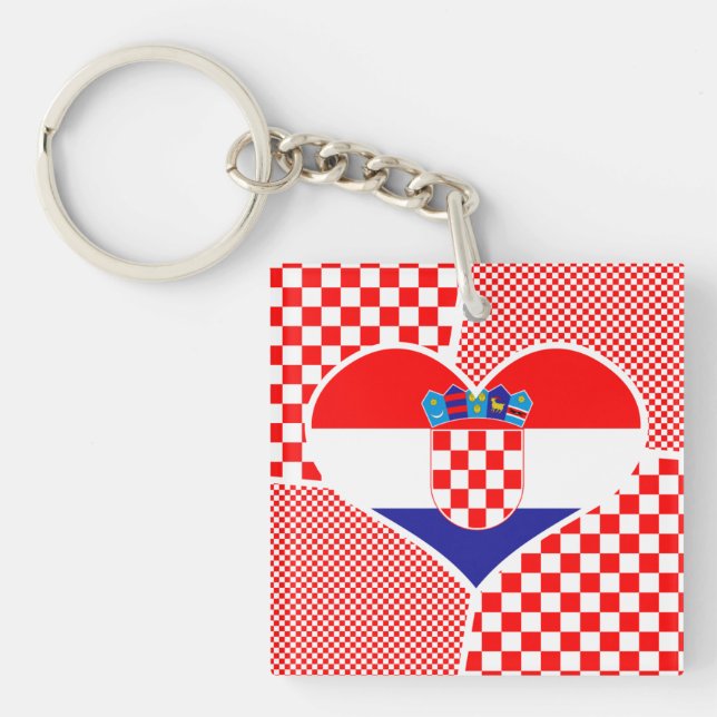 Porte-clés Drapeau croate dans Heart Hrvatska Zastava (Devant)