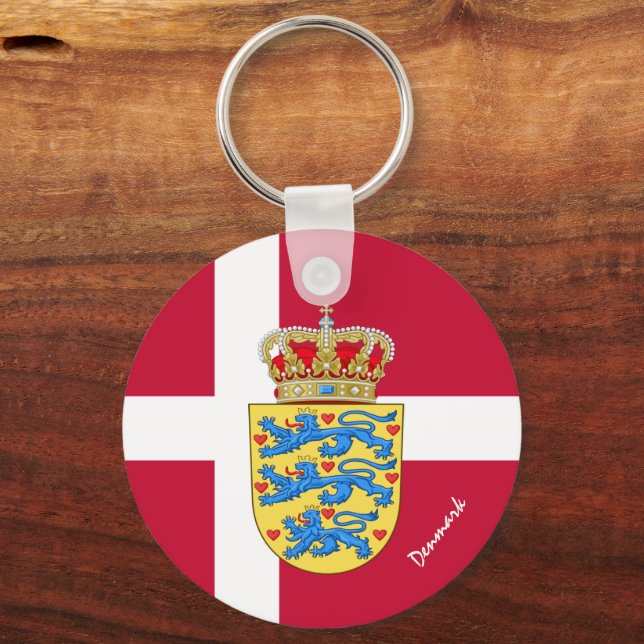 Porte-clés Drapeau danois, emblème & Danemark vacances / spor (Recto)