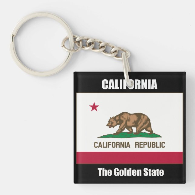 Porte-clés Drapeau de Californie, l'État d'Or (Devant)