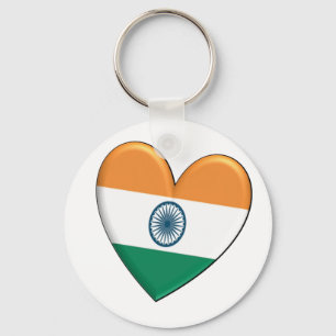 Porte-clés Drapeau de coeur de l'Inde