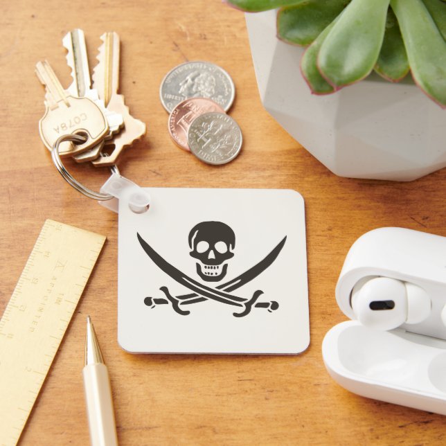 Porte-clés Drapeau de crâne obsidien Drapeau de pirate Calico (Bureau)