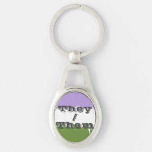 Porte-clés Drapeau de fierté Genderqueer pointu avec Pronom p