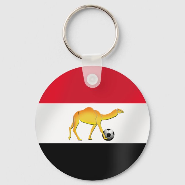 Porte-clés Drapeau de football égyptien à chameau du désert (Recto)
