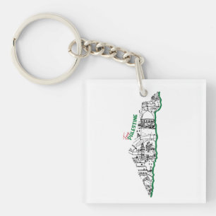 Porte-clés Drapeau de la Palestine sur sa carte, Visit Palest