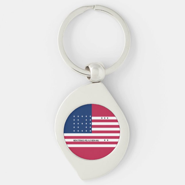 Porte-clés Drapeau de l'atoll de Bikini Patriotique (Devant)