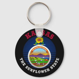 PORTE-CLÉS DRAPEAU DE L'ÉTAT DE KANSAS SUNLOWER