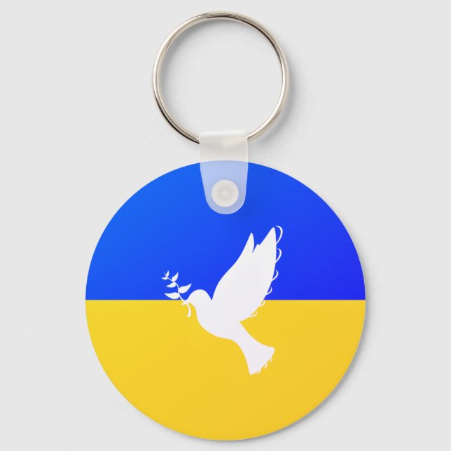 Porte-clés Drapeau de l'Ukraine - La colombe de la paix - Lib (Recto)