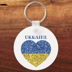 Porte-clés Drapeau de l'Ukraine paillettes faux scintillement