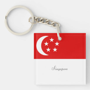 Porte-clés Drapeau de Singapour, étiqueté