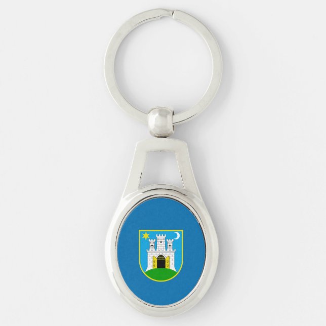 Porte-clés Drapeau de Zagreb, Croatie Porte - clé (Devant)