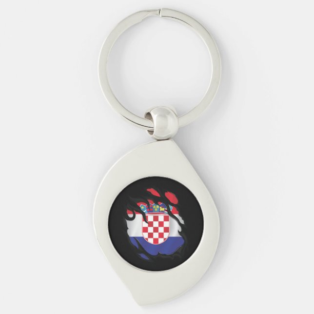 Porte-clés Drapeau déchiré de Croatie (Devant)