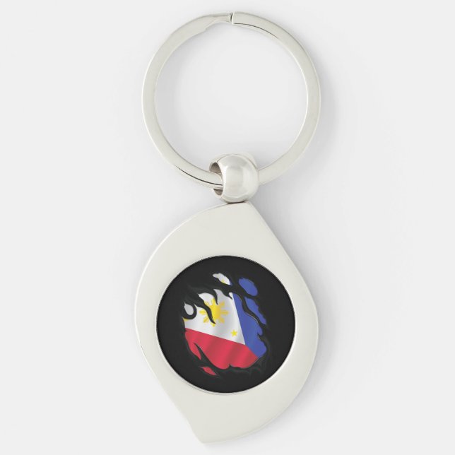 Porte-clés Drapeau déchiré des Philippines (Devant)