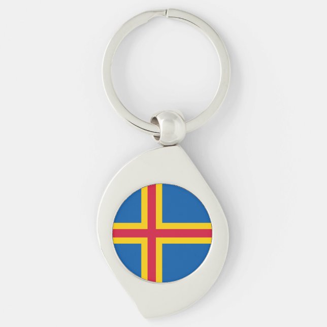 Porte-clés Drapeau des îles Åland patriotiques (Devant)