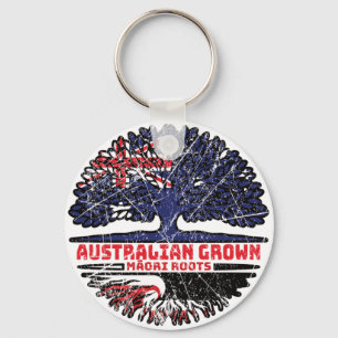 Porte-clés Drapeau des racines d'arbre de l'Australie maya