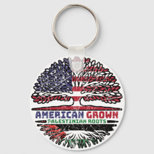 Porte-clés Drapeau des racines d'arbre Palestine-Amérique