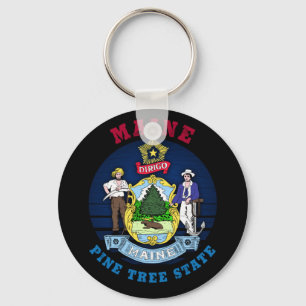 PORTE-CLÉS DRAPEAU D'ÉTAT DE PINE MAINE