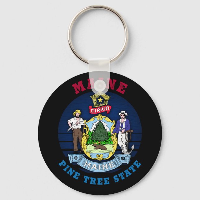 PORTE-CLÉS DRAPEAU D'ÉTAT DE PINE MAINE (Recto)