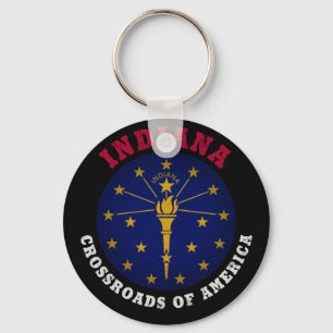 PORTE-CLÉS DRAPEAU D'ÉTAT INDIANA CROSSROADS