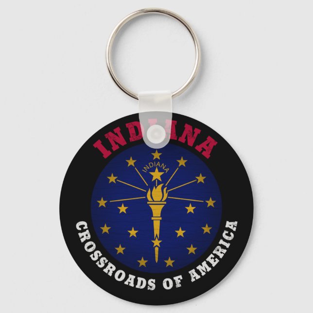 PORTE-CLÉS DRAPEAU D'ÉTAT INDIANA CROSSROADS (Recto)