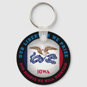 PORTE-CLÉS DRAPEAU D'ÉTAT IOWA HAWKEYE