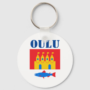 Porte-clés Drapeau d'Oulu, Finlande
