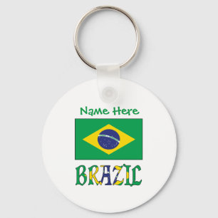 Porte-clés Drapeau du Brésil Personnalisé Rond en Aluminium