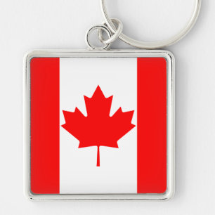 Porte-clés Drapeau du Canada à feuille d'érable rouge vif