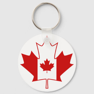Porte-clés Drapeau du Canada dans la feuille d'érable - blan