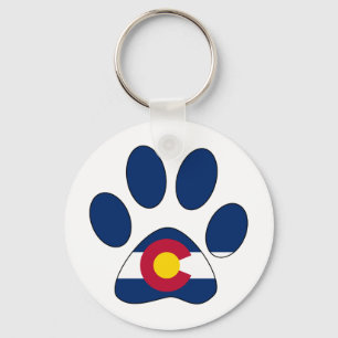 Porte-clés Drapeau du Colorado empreinte de patte porte - clé