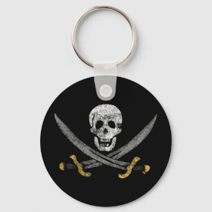 Porte-clés Drapeau du Jolly roger du crâne et des épées