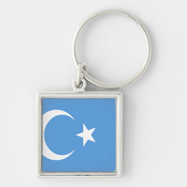 Porte-clés Drapeau du Turkestan oriental Ouyghur (Devant)