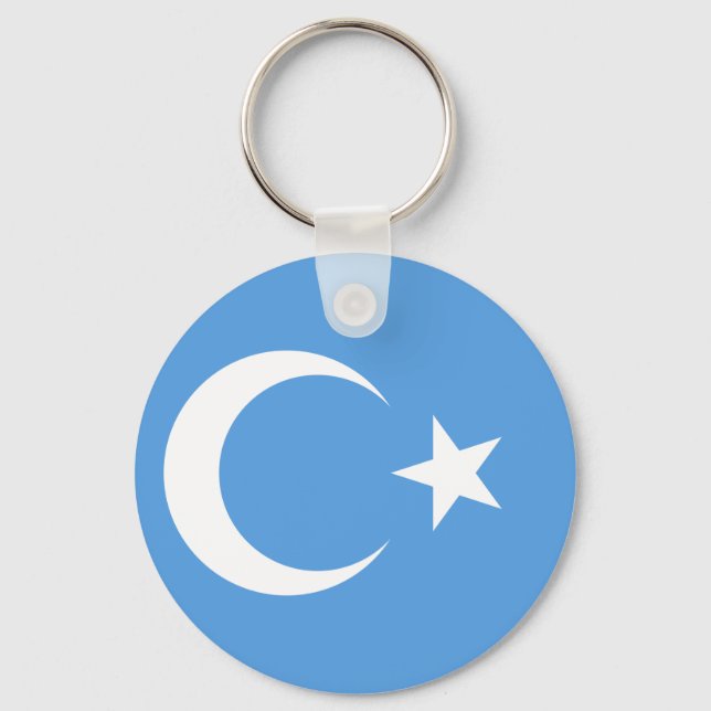 Porte-clés Drapeau du Turkestan oriental Ouyghur (Recto)