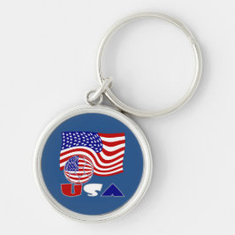 Porte-clés Drapeau États-Unis Soccer Ball Arrière - plan bleu