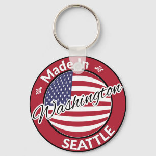Porte-clés Drapeau Fabriqué à Seattle Washington USA