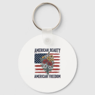 Porte-clés Drapeau Floral de Liberté American Beauty