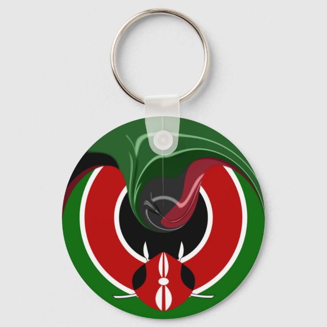 Porte-clés Drapeau Fluid Kenyan : Un design moderne (Recto)