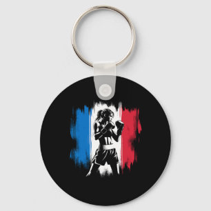 Porte-clés Drapeau France Boxeuse - Kickboxing Féminin