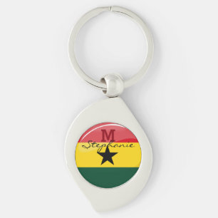 Porte-clés Drapeau Ghanéen rond brillant