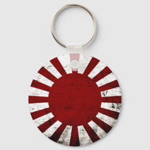 Porte-clés Drapeau grunge noir du Japon Soleil Levant