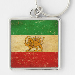 Porte-clés Drapeau Iran Lion et Sun Shah d'Iran
